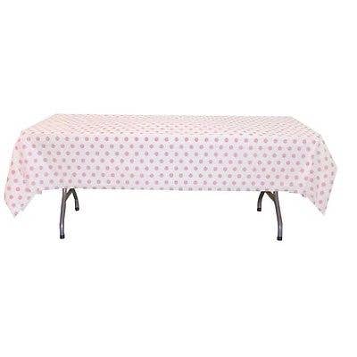 Crown Display - Wholesale Tablecloth - Plastic Tablecloth|Pink Polka Dot|54x108in-48 Count