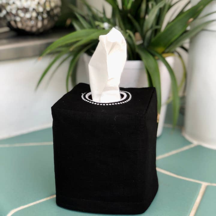 Funda de Lino Negro para Caja de Pañuelos para venta al por mayor de Belle Linen