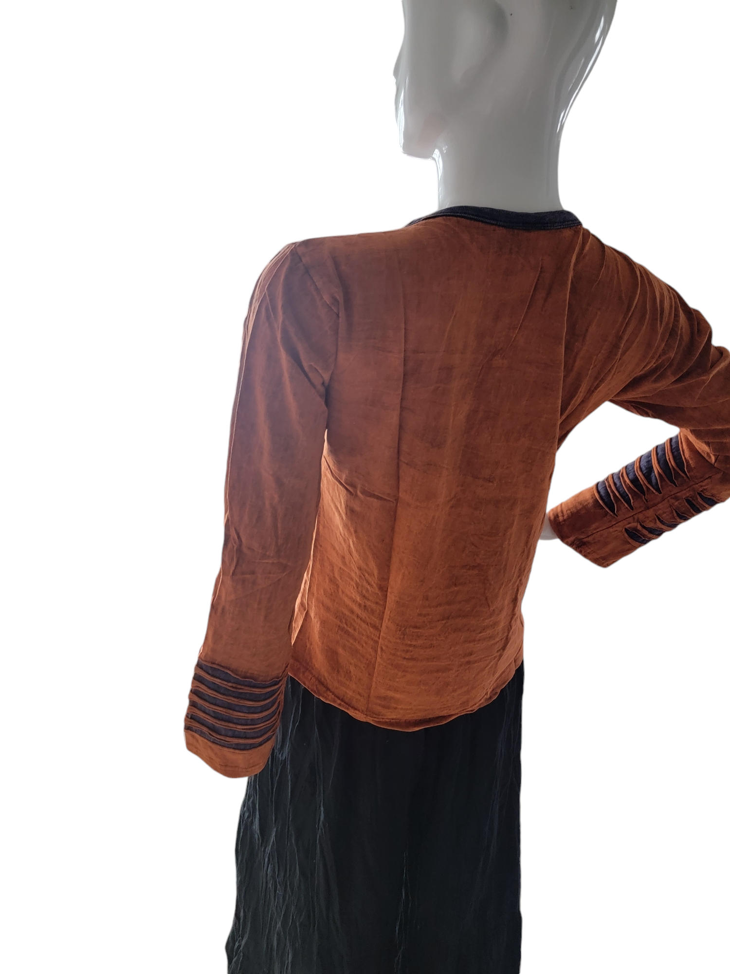 Evergreen Guardian Imports – Engroshandel Bluse - Dame – SLS-21 Langærmet bomuldsskjorte Cut Peace Orange3