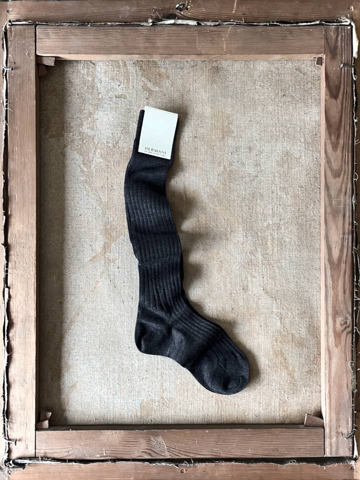 Cashmere-Seda Luxo na altura dos joelhos Cinza Escuro por atacado de Hermani Heritage