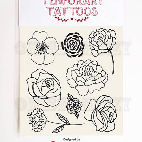 Missy Minzy - Wholesale Temporary Tattoo - Mono Flowers Temporary Tattoos