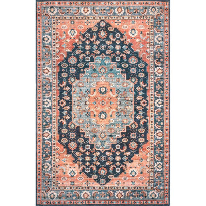 Blue Shyla Washable Southwestern Area Rug for wholesale on Faire