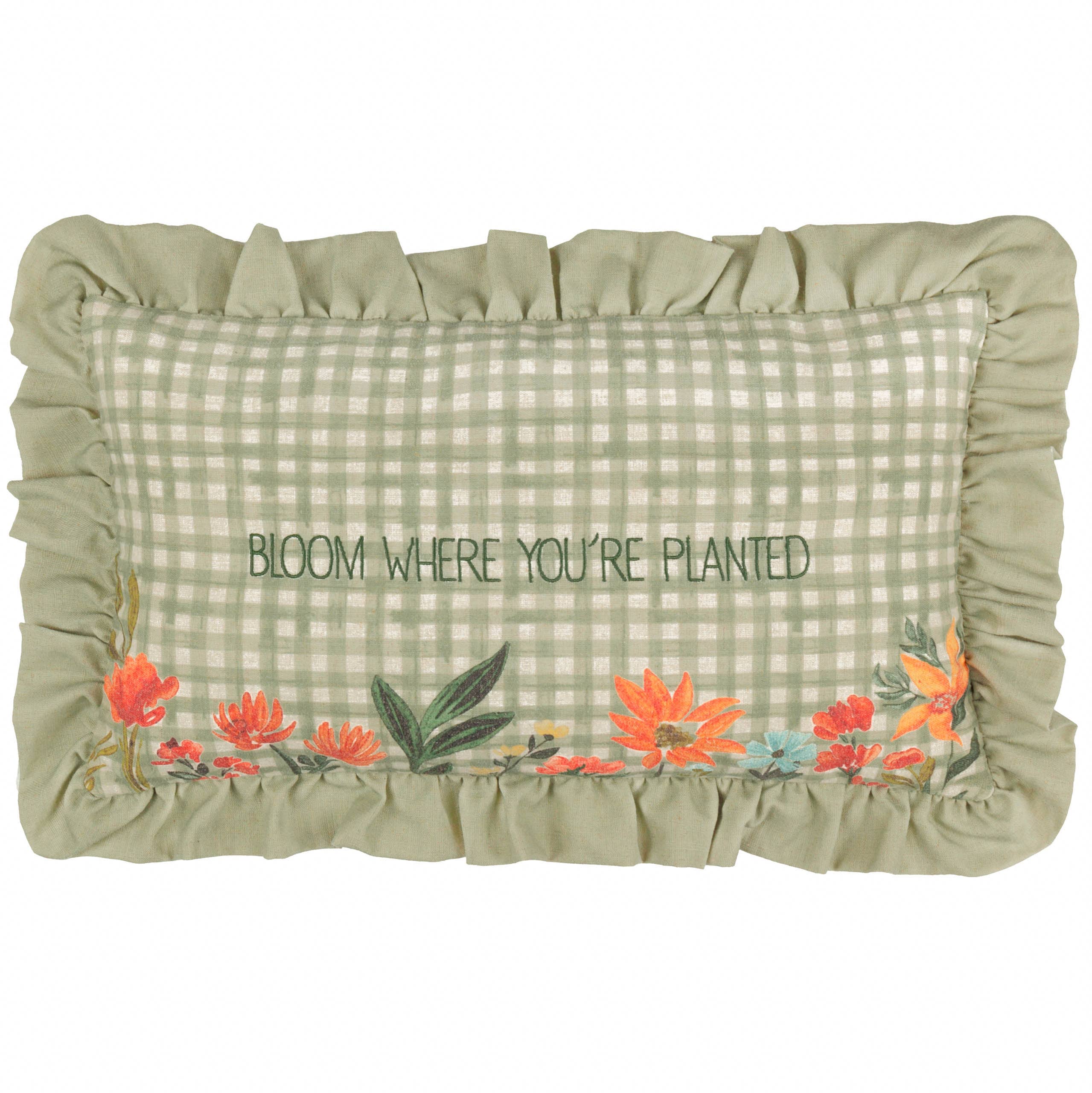 Meadow Haze Embroidered Ruffle Cushion Green for wholesale on Faire1
