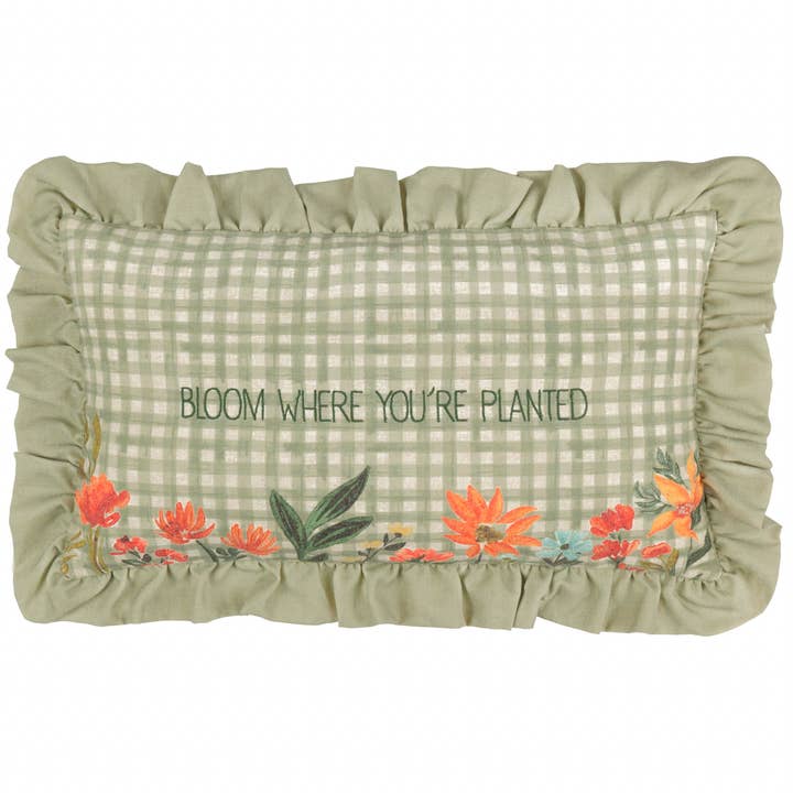 Meadow Haze Embroidered Ruffle Cushion Green for wholesale on Faire1