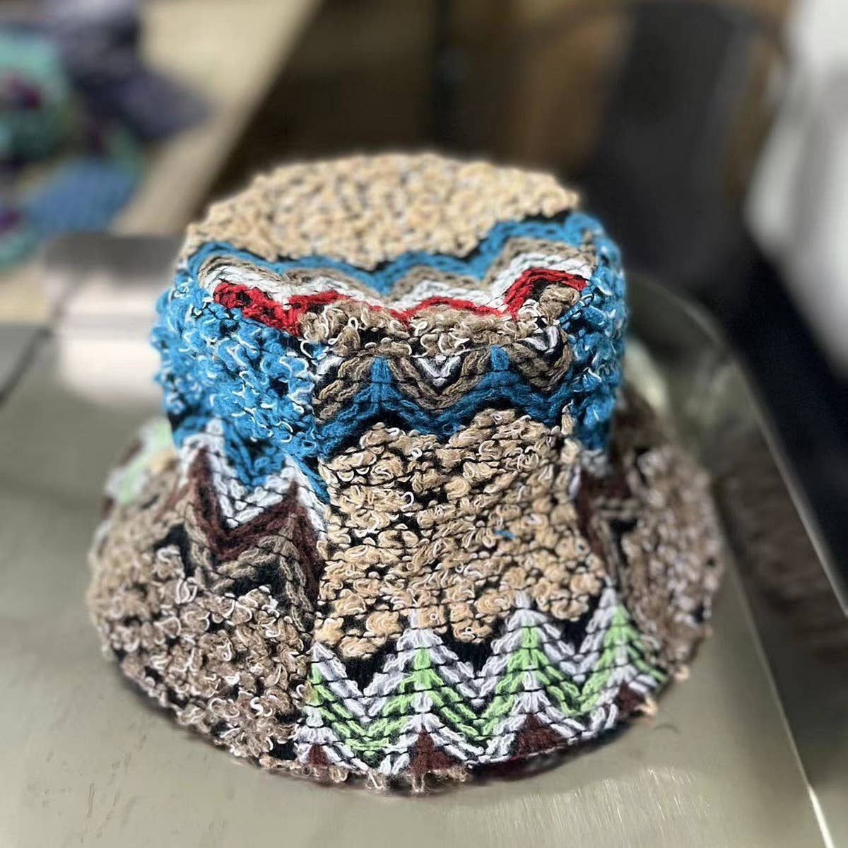 NINEXIS - Wholesale Bucket Hat - Women's - CWAH2213_ETHNIC RETRO COLOR MATCHING KNITTED BUCKET HAT8