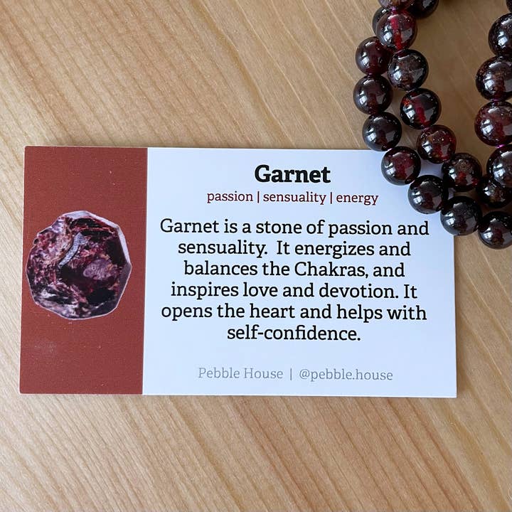 Garnet - Crystal Info Card (50 pack) for wholesale by Pebble House