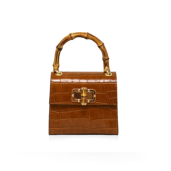 German Fuentes Handbags - Wholesale Top Handle Bag - Women's - GF1922 GENUINE ITALIAN LEATHER BAMBOO HANDLE BAG3