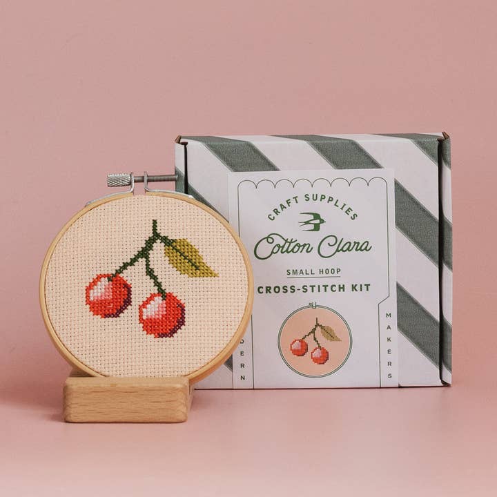 Cotton Clara Craft Kits & Supplies - Wholesale Craft Sewing Kit - Cherry Cross Stitch Kit0