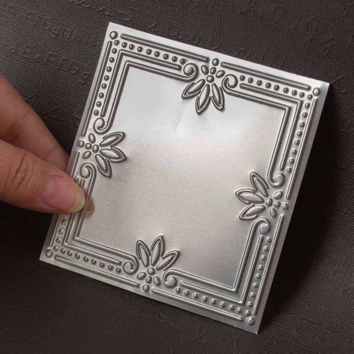 Factory Direct Craft - Wholesale Craft Supplies - 4" Vintage Galvanized Tin Dots and Shells Tile 2