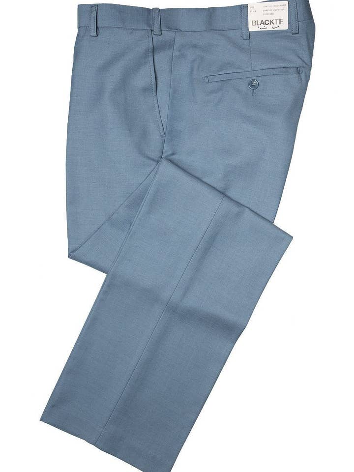 Lichtblauwe luxe kostuumbroek „Bradley” van wolmix voor wholesale door Tux-USA®