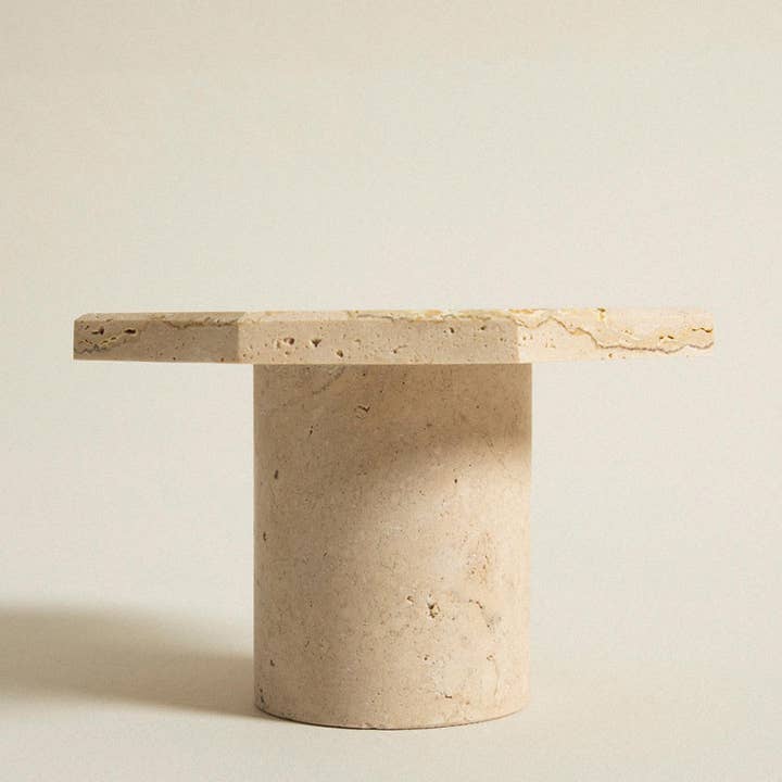HAAND Craft - Vendita all'ingrosso Tavolini - SUPPORTO IN TRAVERTINO, Supporto in marmo naturale, ESPOSITORE OTTAGONALE