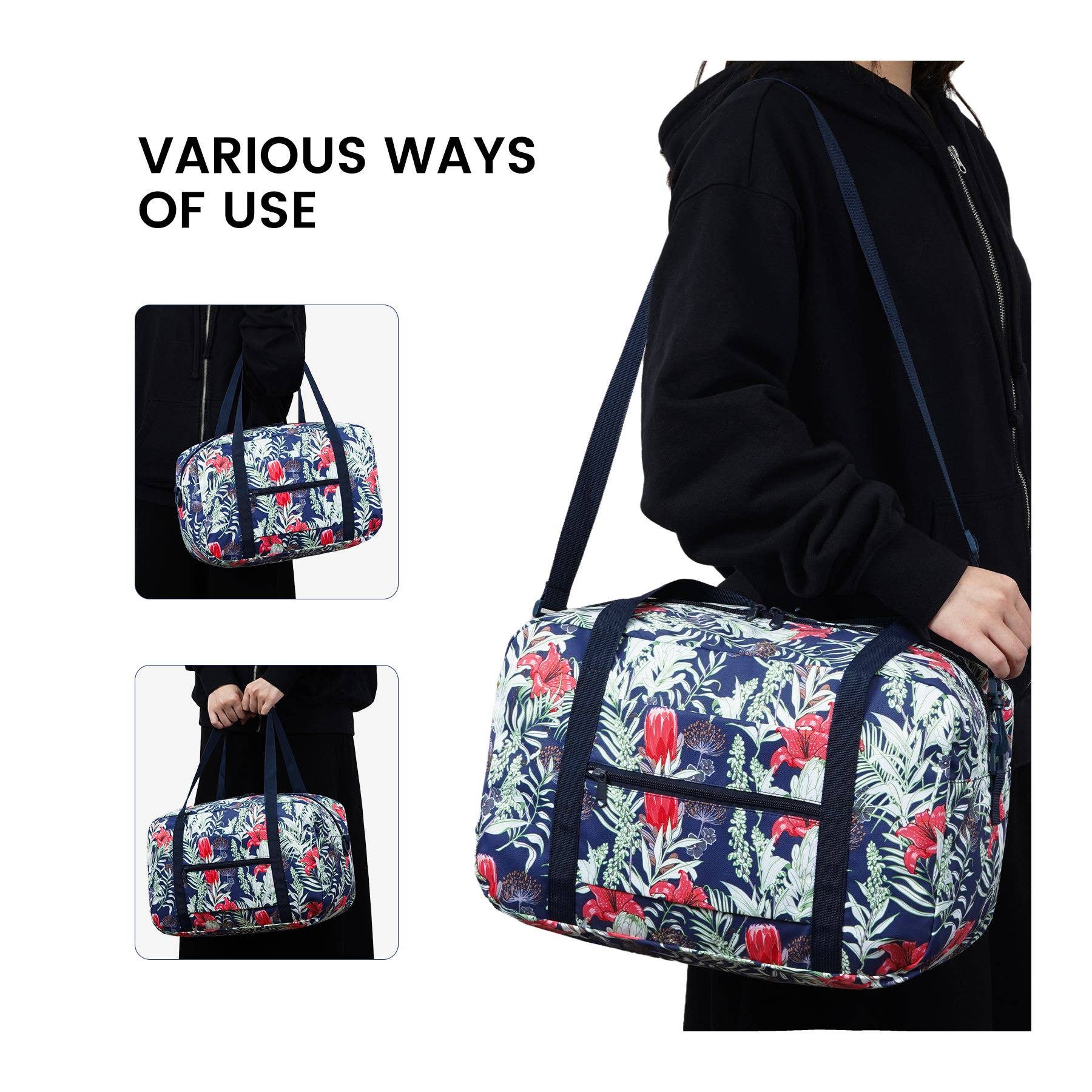 wandf – Saco de viagem - Mulher por atacado – Mala de Viagem Impressa 20L Armazenamento Sob o Assento para Companhias Aéreas51