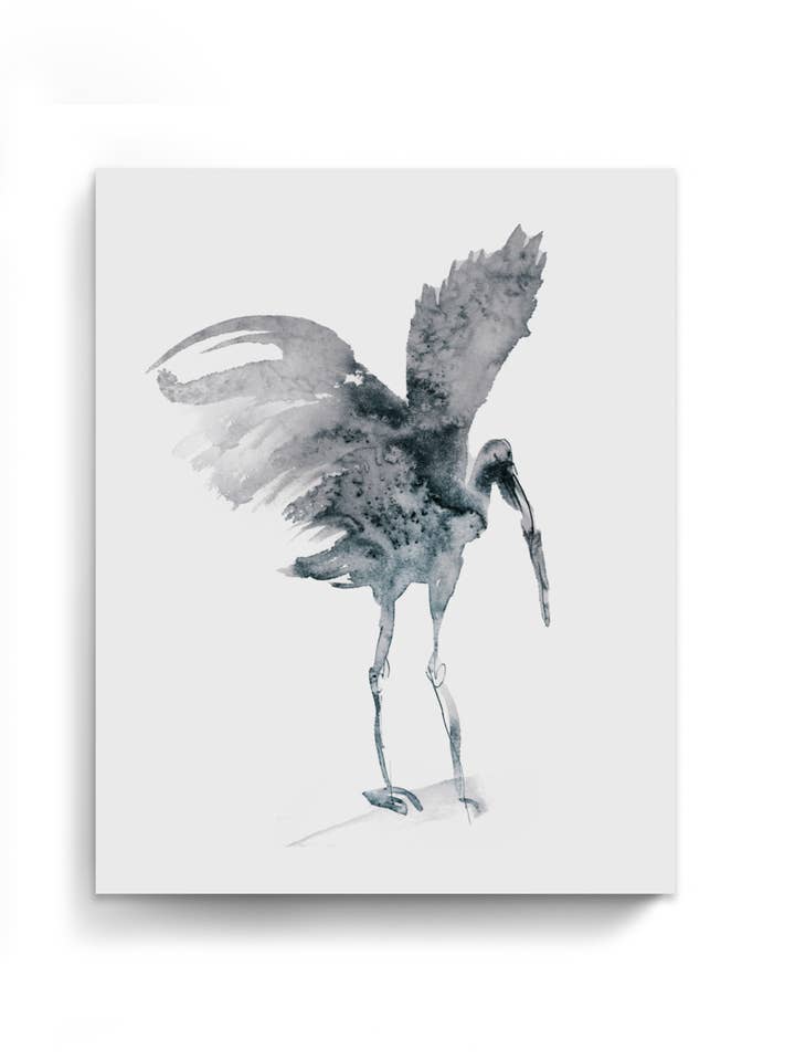 Animal Wall Art Prints Loose Watercolor Paper & Canvas | Stork 2 for wholesale by Marta Spendowska