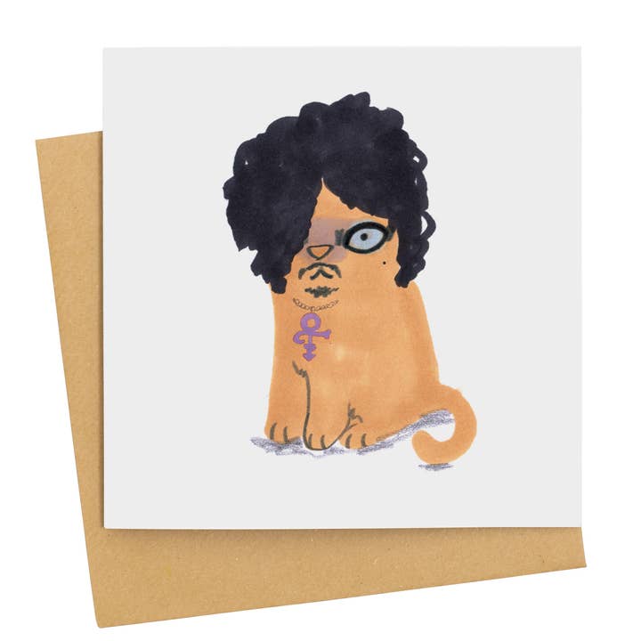 Cat In Prince Wig Card for wholesale by Jo Clark Design