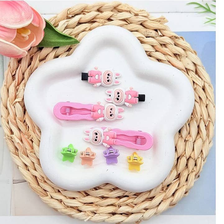 12pk Kids Girl Funny Character Hair Pin Set for wholesale by Diacly