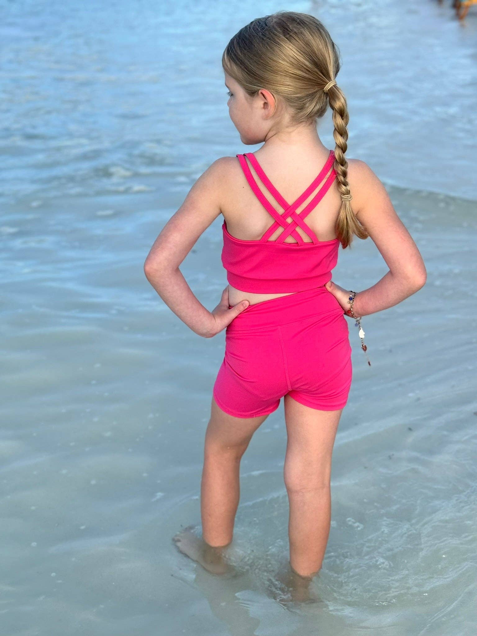 My Petite & Me - Wholesale Activewear Set - Kids - Girls 2-Piece Athletic Short and Tank Set: Hot Pink 5