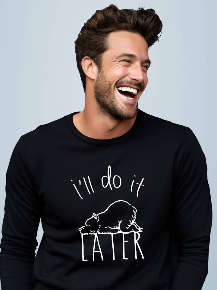 I'LL DO IT LATER SVART T-SHIRT FÖR MÄN för wholesale av Wooop