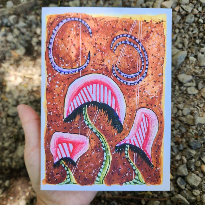Carte de vœux Mushroom Art 5 x 7 pouces pour la vente par WaterDamnages