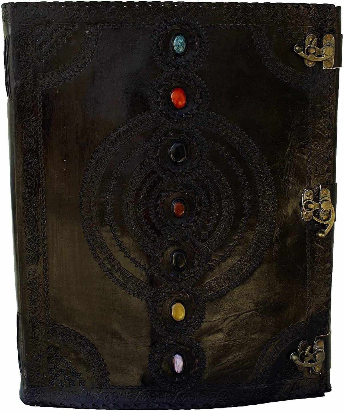 Tuzech Leather - Wholesale Journal/Diary - Seven Chakra Leather Journal – Handmade Embossed Diary 13"0