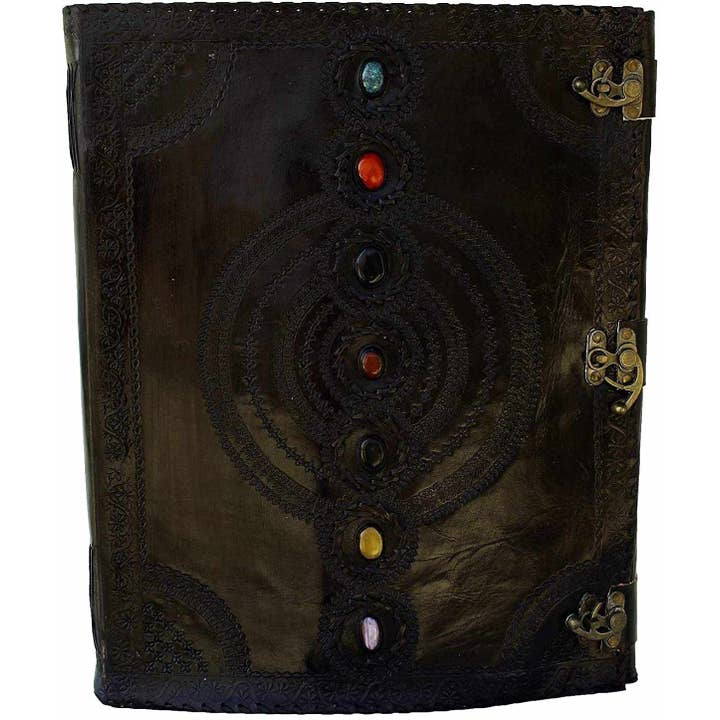 Tuzech Leather - Wholesale Journal/Diary - Seven Chakra Leather Journal – Handmade Embossed Diary 13"