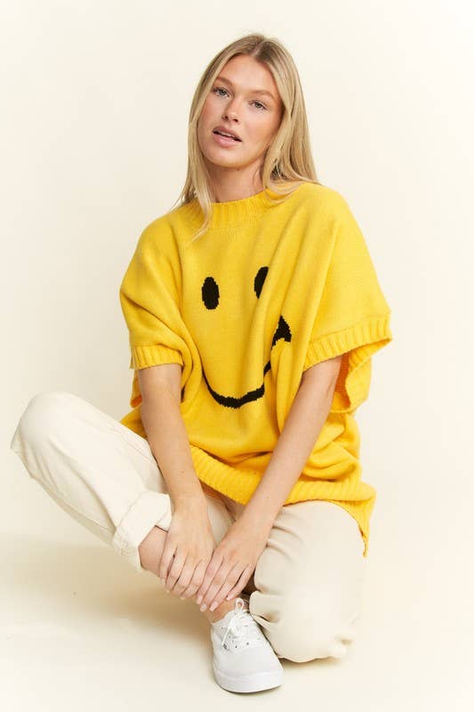 JADE BY JANE - Wholesale Knit Top - Women's - SHORT SLEEVE SMILE OVERSIZED KNIT TOP5