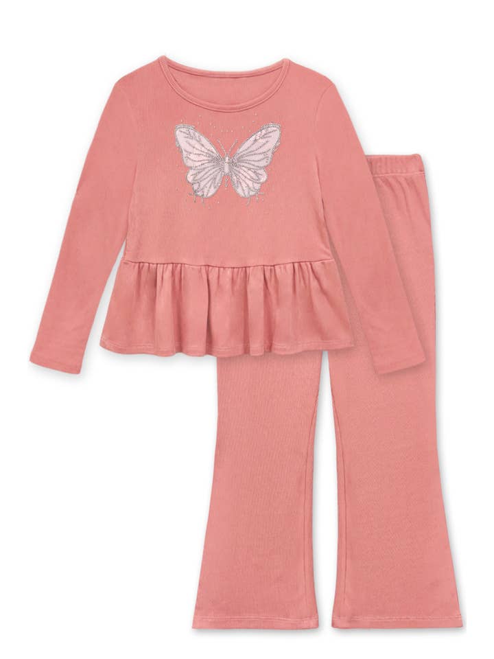 Cutie Patootie Clothing - Wholesale Top & Pant Set - Kids - GKSS-D25-3343B-832 Girl's Babydoll Pant Set w/ Butterfly1