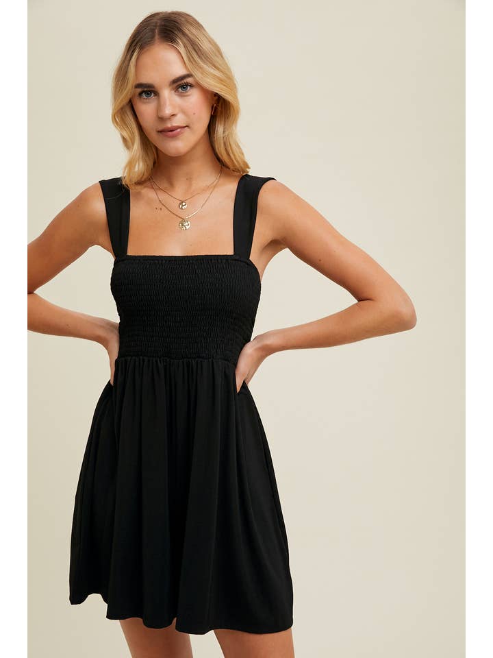 Wishlist Apparel - Wholesale Romper - Women's - KNIT CAMI ROMPER WITH SMOCKED BODICE / WL24-9513