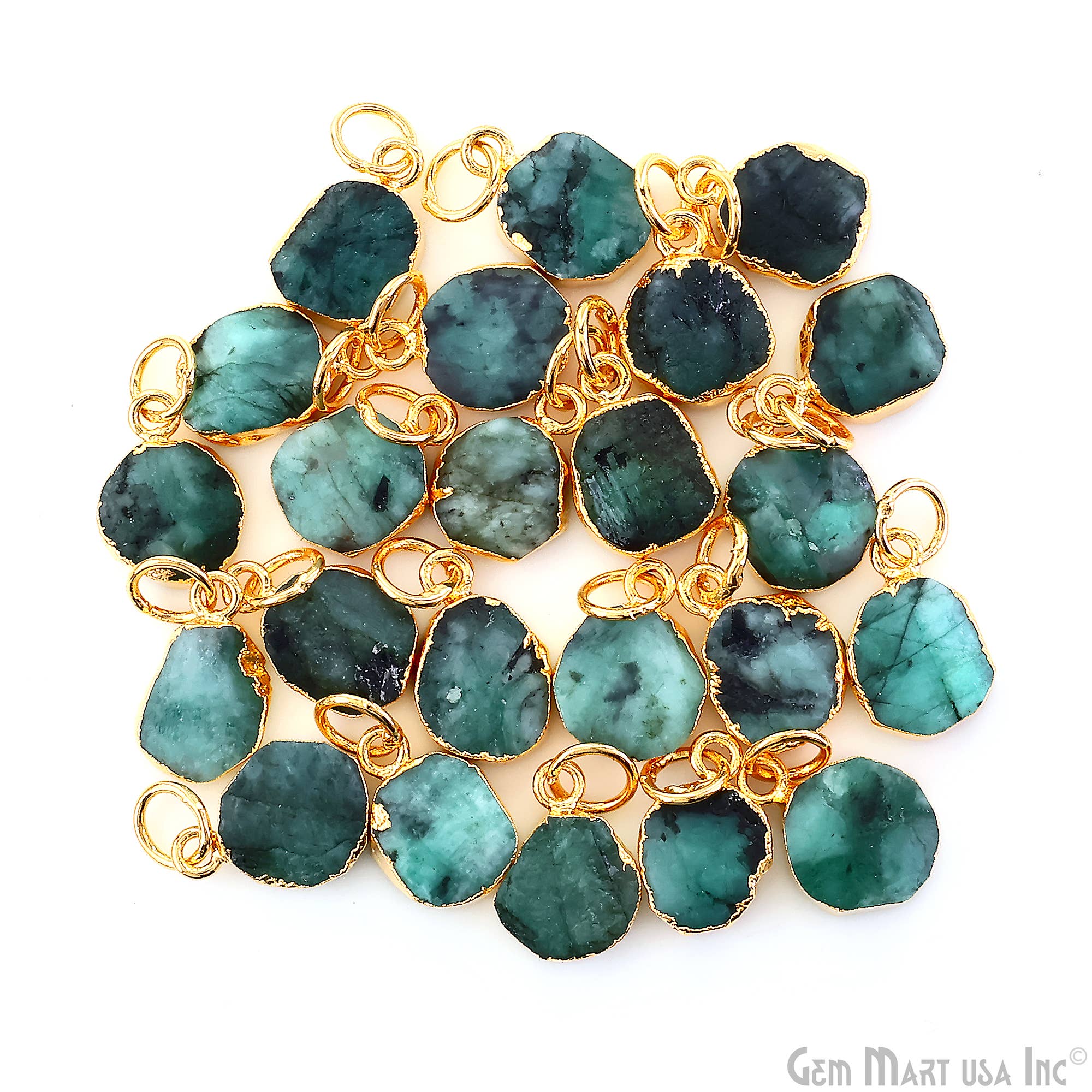 GemMartUSA - Wholesale Pendant/Charm Necklace - Rough Gemstone 16x10mm Gold Electroplated Single Bail Charm9