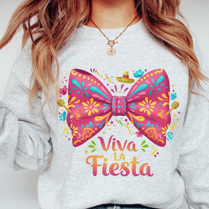 NVC Ecommerce LLC - Wholesale T-Shirt (Graphic) - Women's - Viva La Fiesta Coquette Bow Shirt, Cinco De Mayo Sweatshirt4