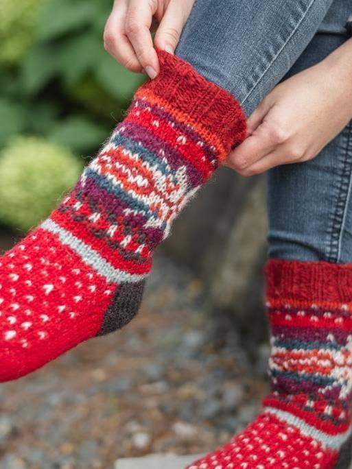 Lost Horizons Knitwear - Wholesale Socks - Women's - Jasper Wool Socks with Colorful Fair Isle Pattern1