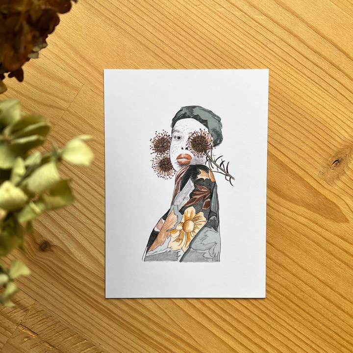 Postcard "Black Woman" (10.5 x 14.8 cm) for wholesale by Maëlle LESAGE