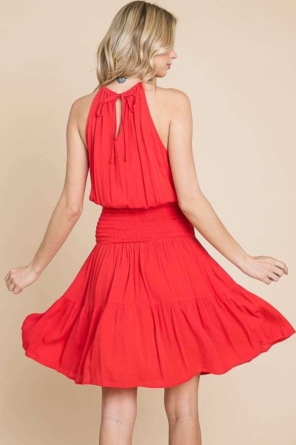 Culture Code - Wholesale Dress - Women's - CWD1568 - HALTER NECK TIERED MINI DRESS3