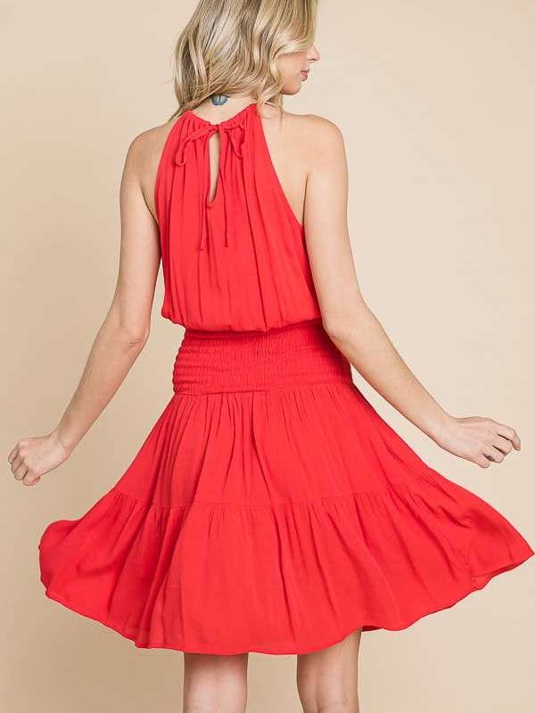 Culture Code - Wholesale Dress - Women's - CWD1568 - HALTER NECK TIERED MINI DRESS3