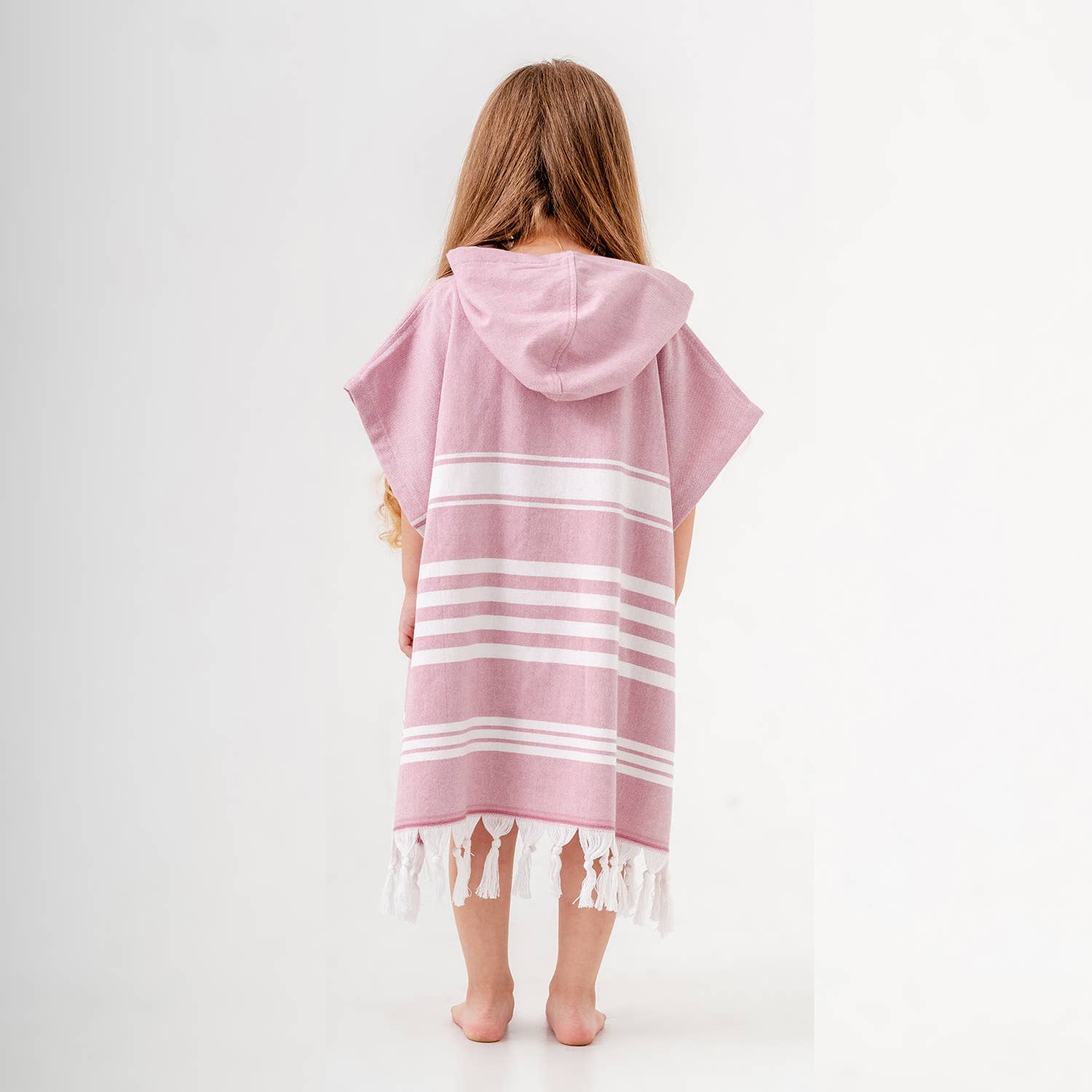 Kikoya - Vente Serviette poncho - Enfant et bébé - Poncho à capuche surf pour enfants Albatros rose - Serviette de plage en coton éponge3