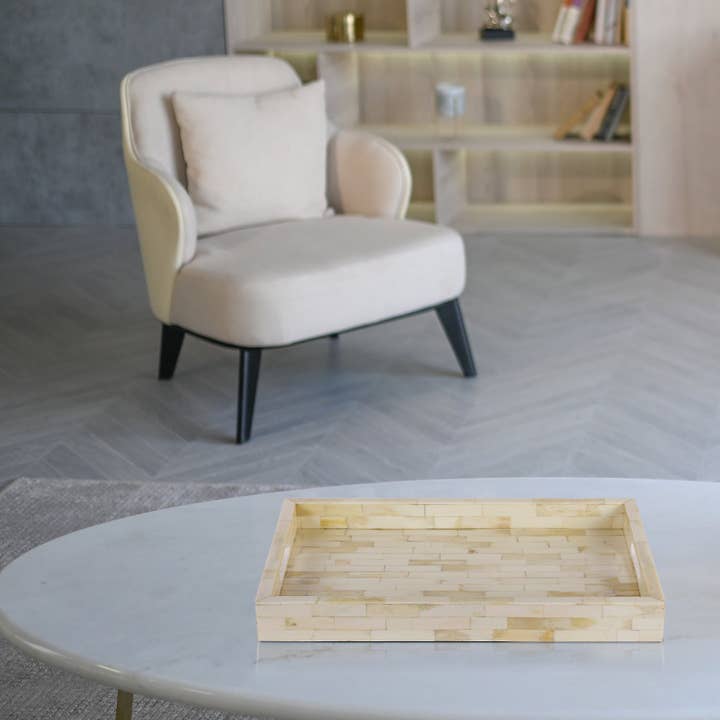 Handicrafts Home - Venta al por mayor Bandejas decorativas - Bandeja decorativa Ideal Ottoman blanca de 11 x 17 pulgadas