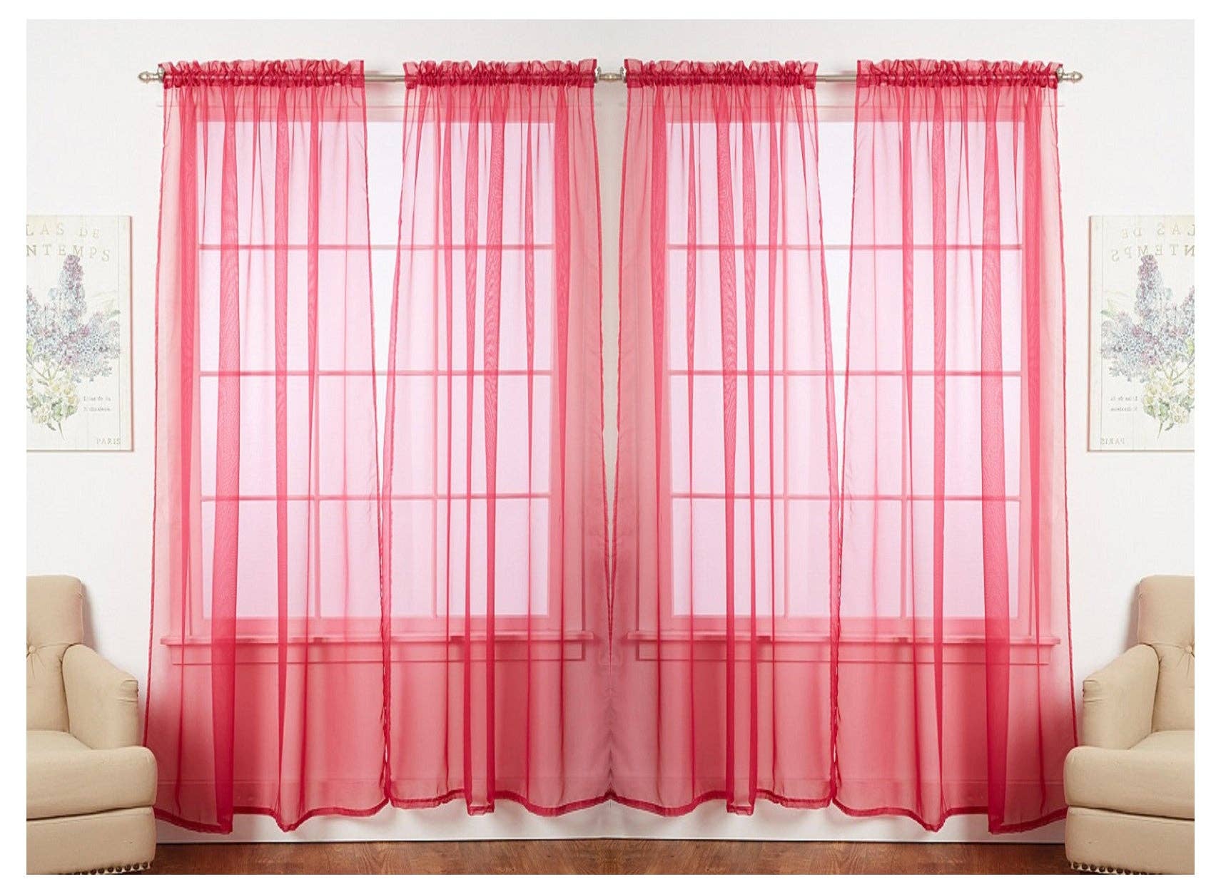 J&V TEXTILES - Vente Rideaux - J&V TEXTILES Lot de 4 panneaux de rideaux de fenêtre transparents13