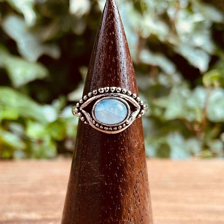 Kaali Boutique - Wholesale Multi-Stone Ring - Evil Eye Silver Ring Moonstone / Protection / Boho / Bohemian / Psy / Rustic / Tribal / Gypsy / Festival / Healing / Festival5