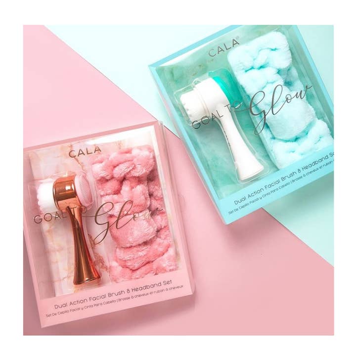 PINEAPPLE Beauty – bandana de spa por atacado – CALA 69235 Conjunto Rose Gold Goal to Glow com escova facial e faixa de cabeça - 6 unidades2