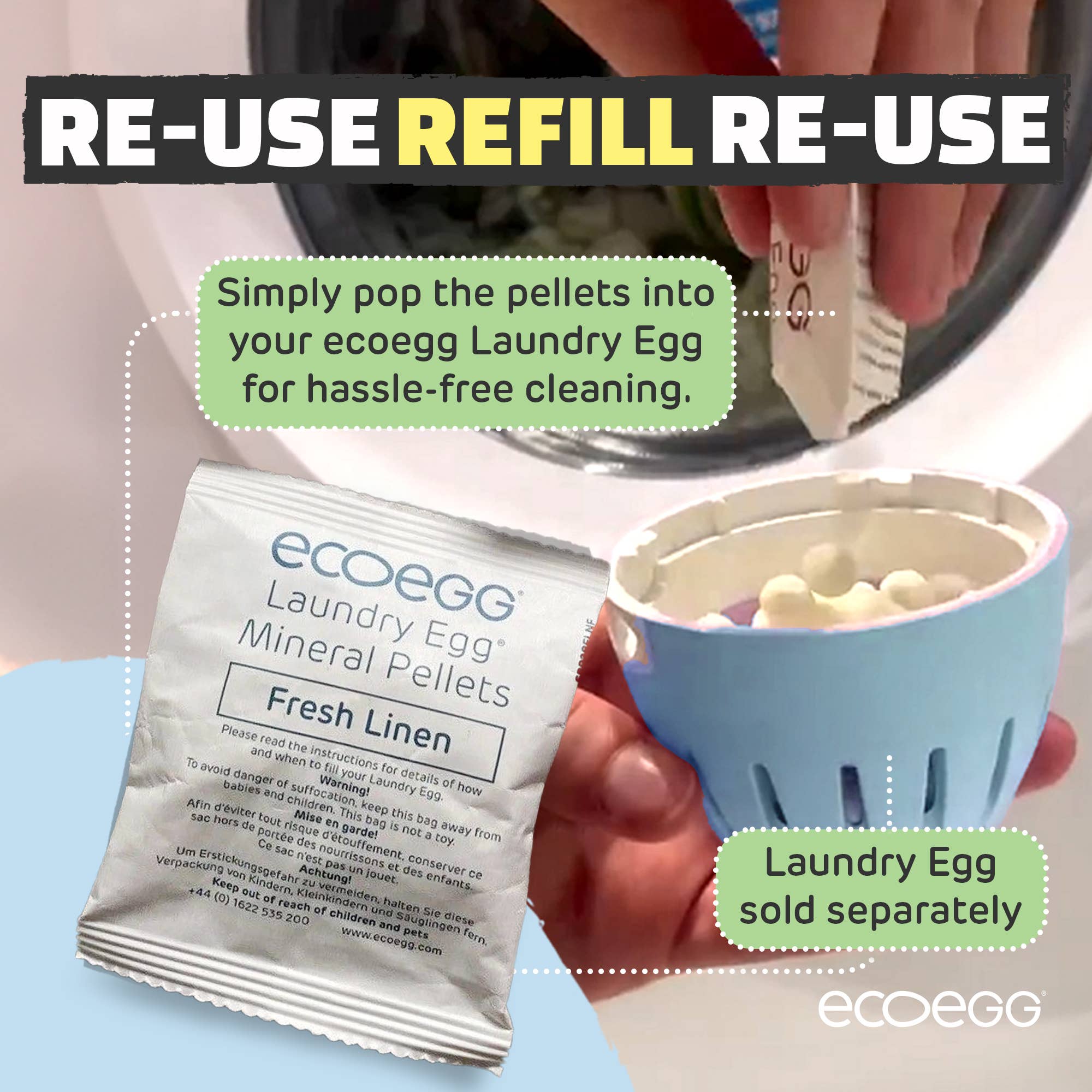 Ecoegg - Wholesale Laundry Detergent Powder/Pods - ecoegg Laundry Egg Refill Pellets - Fresh Linen - 50 washes4