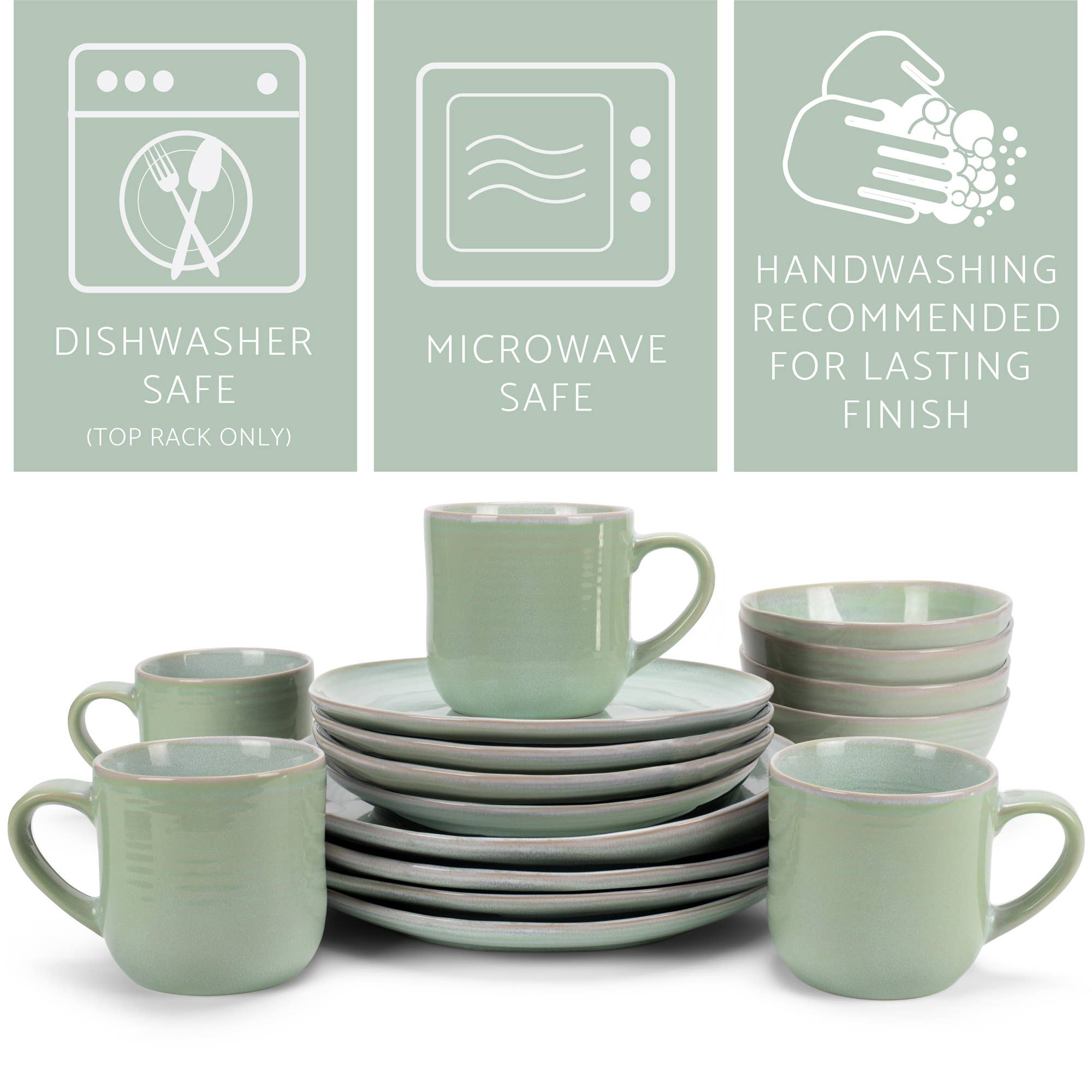 EAST AVENUE - Wholesale Dinnerware Set - 16 Pc. Dinner Set ReactiveGlaze Green2