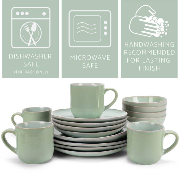 EAST AVENUE - Wholesale Dinnerware Set - 16 Pc. Dinner Set ReactiveGlaze Green2