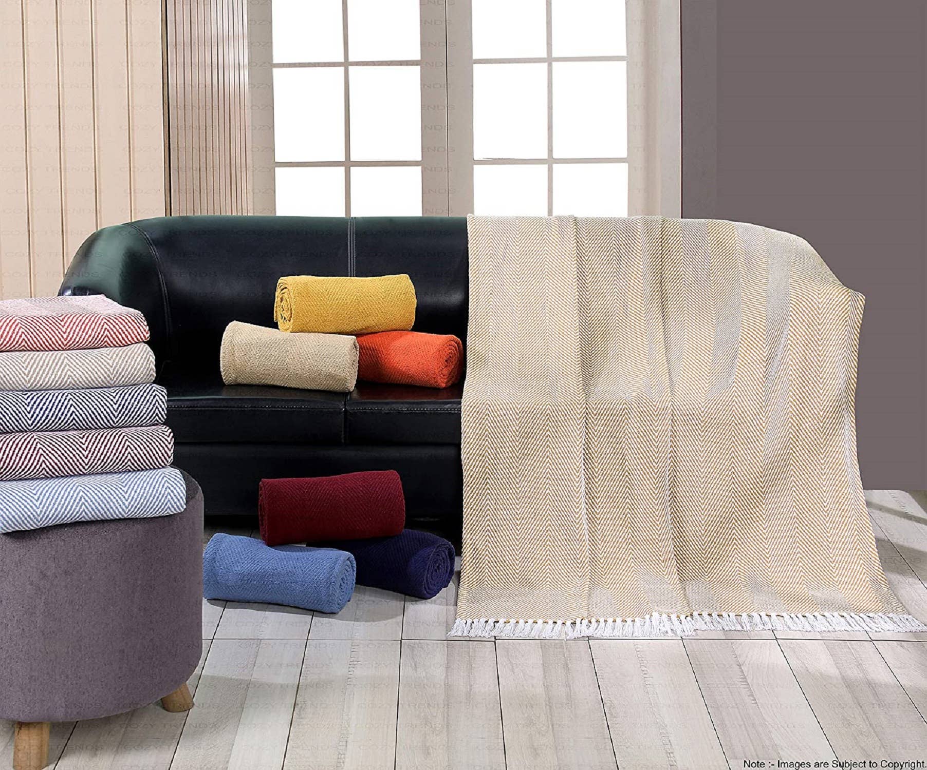 COZY HOMES COLLECTION - Wholesale Throw Blanket - Handwoven Cotton All Season Throw Blankets Chevron Set of 215