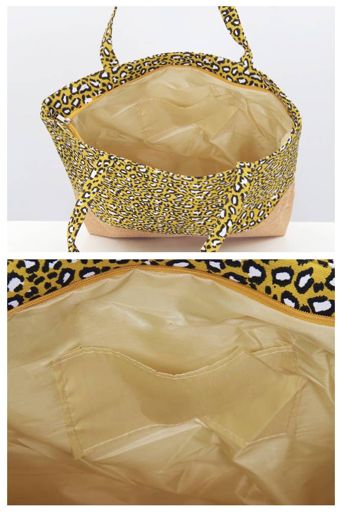 Hana - Vendita all'ingrosso Borsa tote - Donna - Borsa tote in juta con stampa leopardata18