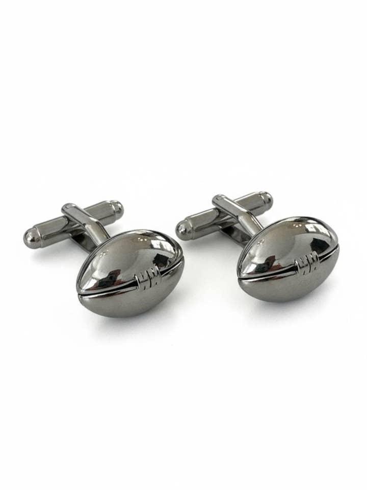 Rugby Ball American Football Cufflinks Silver for wholesale by Latelita