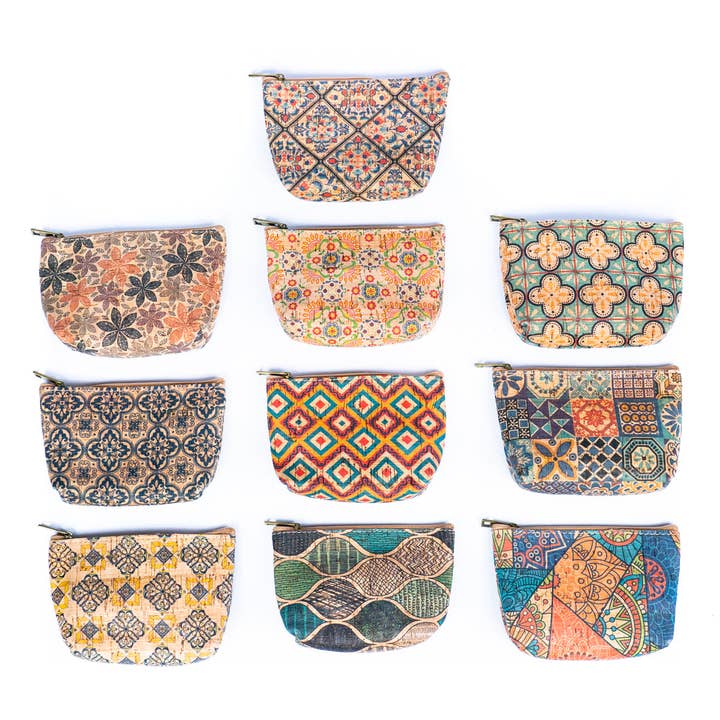 MIX units Women's pattern cork coin purse BAG-046(10units) for wholesale on Faire1