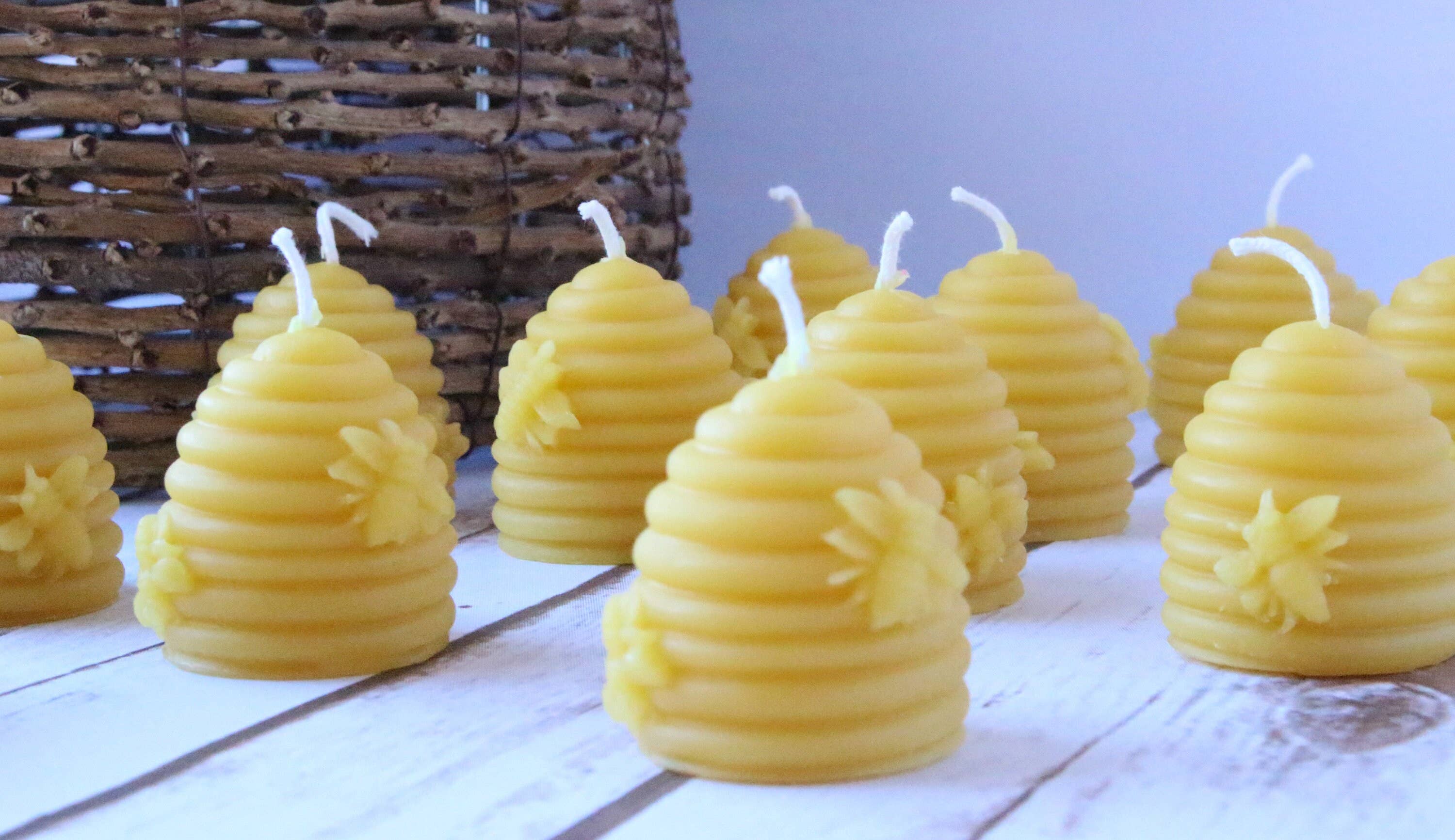 Happy Honey Bee Co. - Wholesale Novelty Candle - 25 Beehive Bee Skep Beeswax Candles Party Favor6