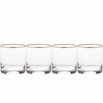 Mikasa Gail Optic Set of 4 Double Old-Fashioned Glasses