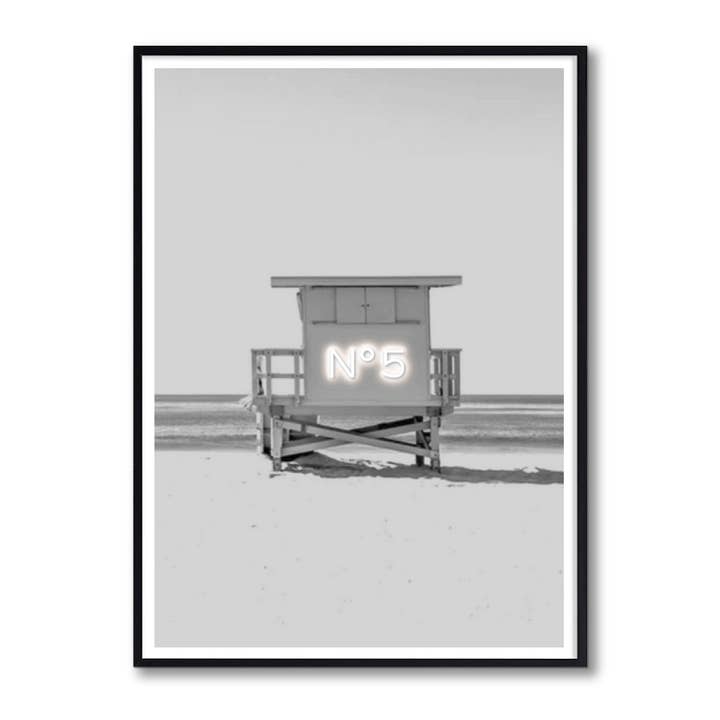 Schwarz-Weiß-Neon-Strandhaus mit Batterie für den Großhandel von Woooow Arte