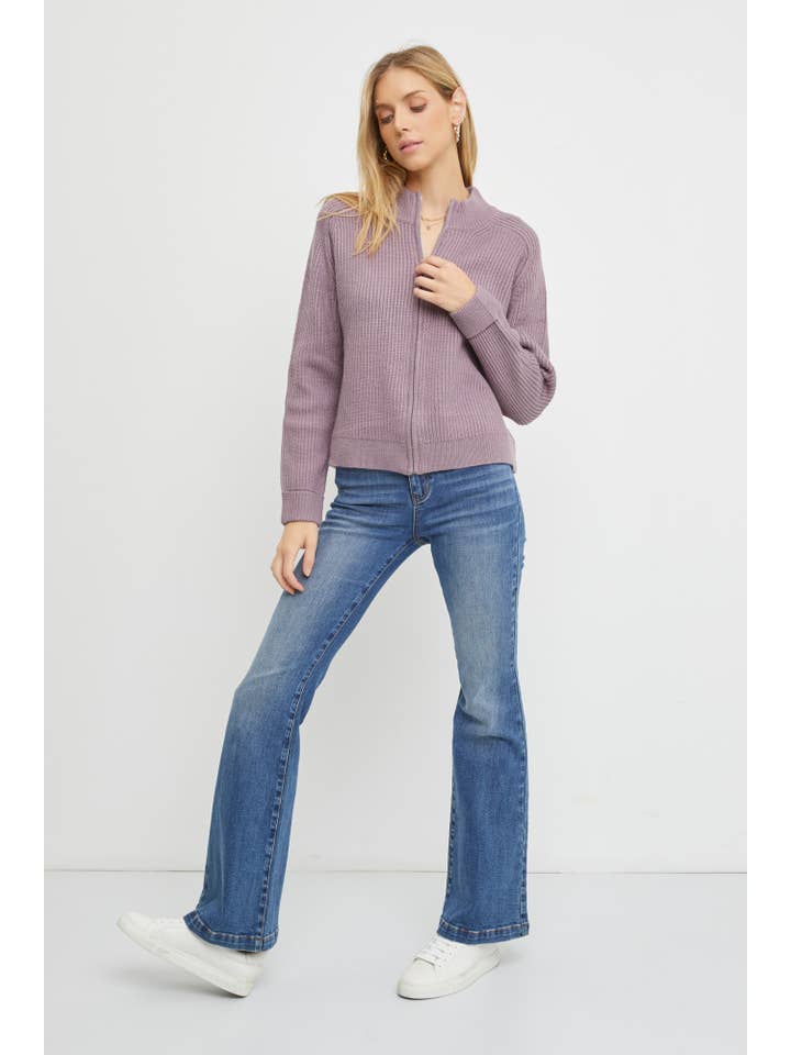 Be Cool - Wholesale Jacket - Women's - VERTICAL RIB ZIP UP SWEATER JACKET