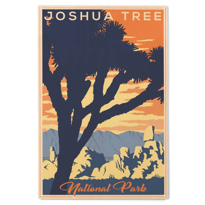 WOOD SIGN ART Joshua Tree National Park Lithograph 2 for wholesale by Lantern Press